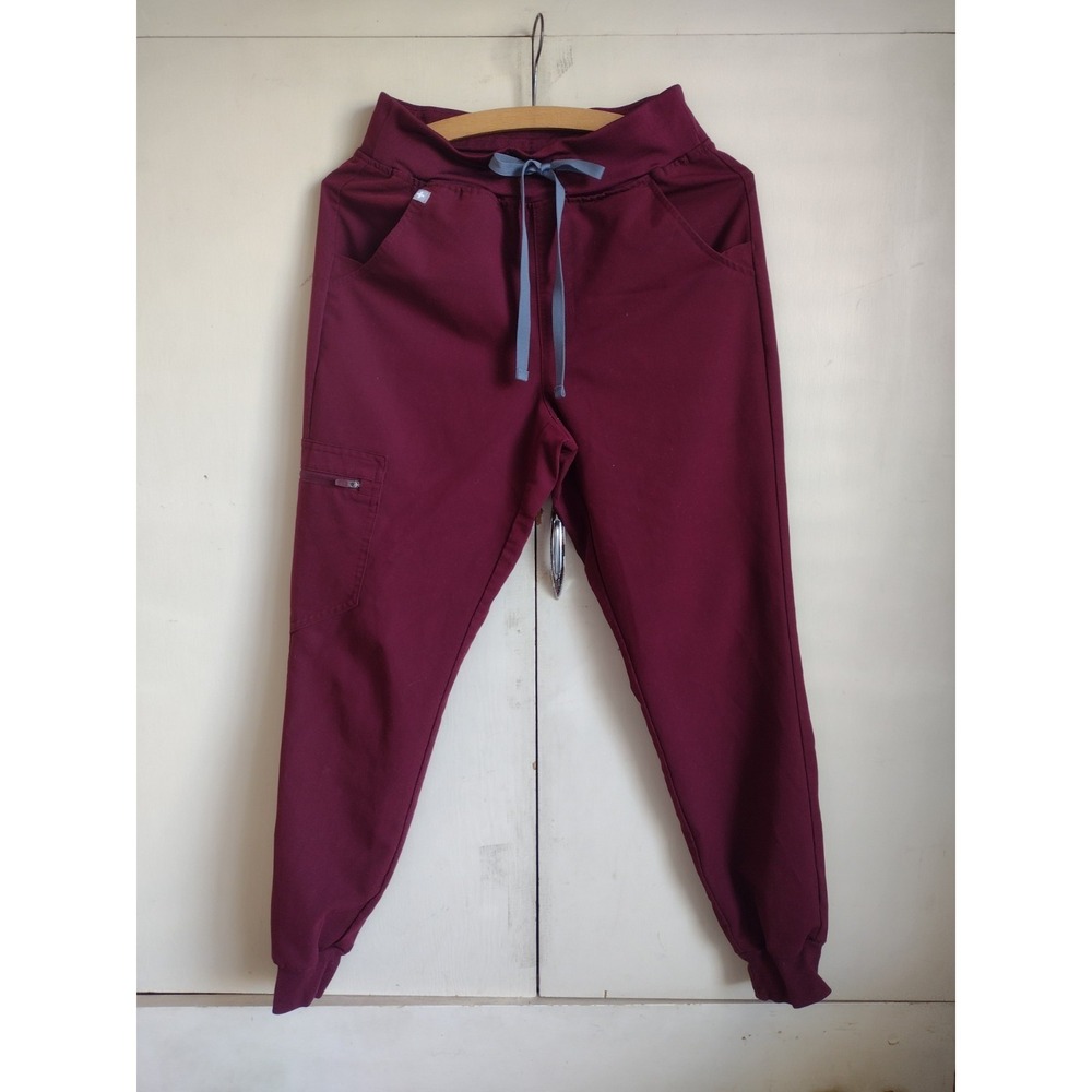 Figs XS Burgundy Drawstring Pocketed Zamora Jogger Scrub Pants *Read* Medical